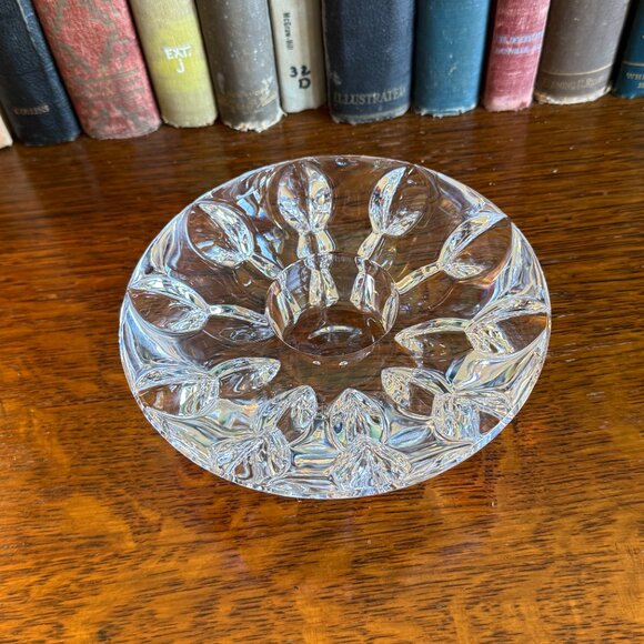 Vintage Signed Miller Rogaska Equinox Snowflake Tea light Holder - Picture 3 of 8